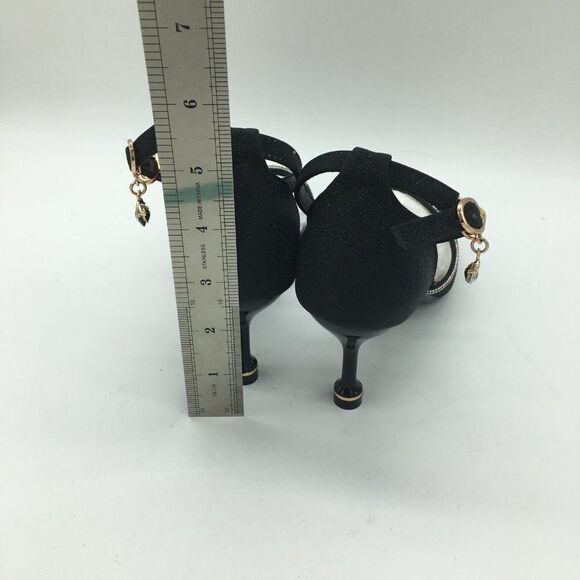 Eastanna Fashion Pointed Toe Ankle Strap Kitten Heel Pumps With Rhinestones - Picture 8 of 10